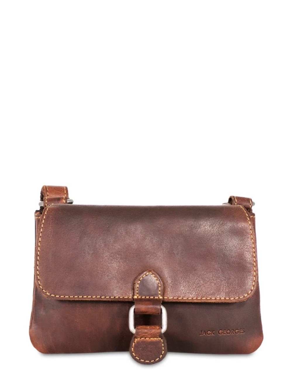 🤎 JACK GEORGES  MINI BROWN LEATHER VOYAGER MADE IN BUFFALO LEATHER!